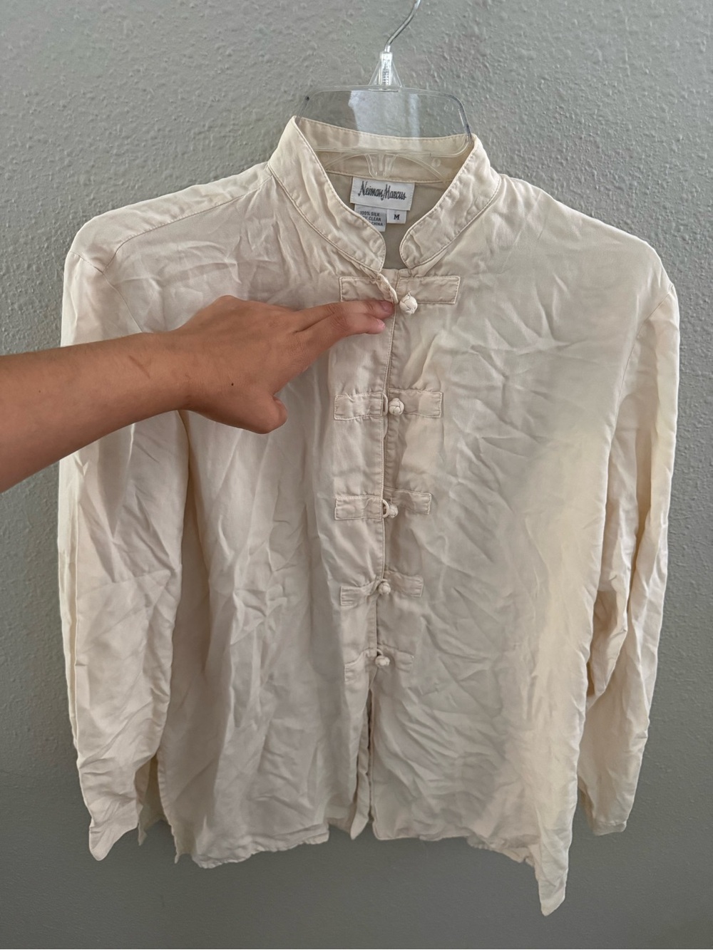 Neiman Marcus Silk Jeans in Light Beige/Cream